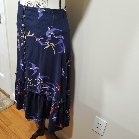 COPY - MAEVE ANTHROPOLOGIE Blue Bohemian Asymmetrical Midi Skirt SIZE 0P. - Picture 5 of 17